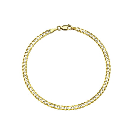 14 KARAT TWO-TONE SLASH DIAMOND-CUT SOLID CURB 3.65 MM WIDE CHAIN WITH LOBSTER CLASP IN 8.50 INCHES LONG BRACELET