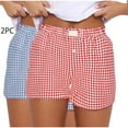 thumbnail image 2 of gakvbuo Pajama Bottoms Shorts for Women Elastic Boxer Shorts Streetwear Casual Summer Cotton Pajama Low Rise Pj Sleep Shorts Lounge Shorts Plaid Shorts Beach Sleepwear Bottoms(2PC), 2 of 5