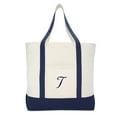thumbnail image 2 of DALIX 22" Canvas Personalized Tote Bag Navy Blue - T, 2 of 8