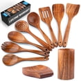 thumbnail image 1 of Juego de utensilios de madera Zulay Kitchen, madera de teca, 10 piezas, 1 of 9