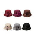 thumbnail image 4 of TANGNADE Visor Hats for Women Vintage Flowers Bucket Cloche Bowler Hat Church Wedding Dress Fascinator Winter Fedoras Summer Hats Black, 4 of 4