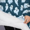 thumbnail image 3 of Oversized Wearable Blanket Hoodie,Smiling Ghosts Halloween Pattern Sherpa Blanket Hoodie with Super Pockets,Super Warm Fuzzy Pullover for Women & Men, 3 of 6