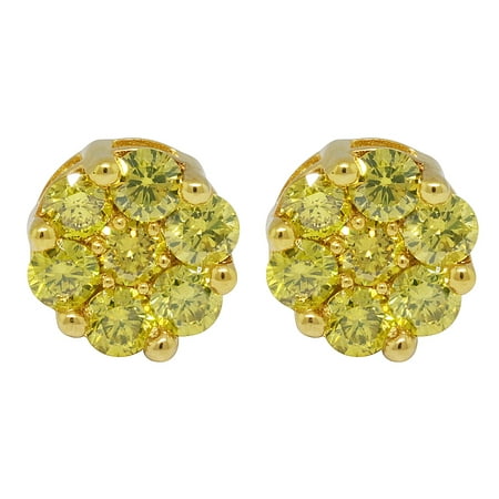 Jewelry Unlimited 10k Yellow Gold Irradiated Canary Real Diamond 10k Yellow Gold Irradiated Canary Real Diamond Stud Earrings 2 5 Ct