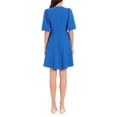 thumbnail image 3 of Maggy London Boat Neck Puff Short Sleeves Back Zipper Short Knit  Dress-BLUE / 2, 3 of 3