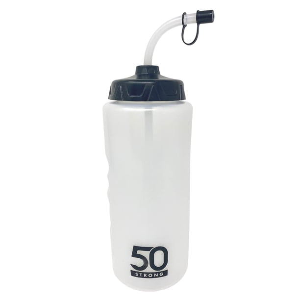 Botella de agua de 1 litro con pajita | Botella de agua de hockey con pajita larga | Botellas fáciles de apretar + agarre integrado para los dedos | Botella de agua deportiva sin BPA para fútbol, la