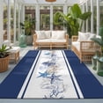 thumbnail image 2 of Area Rugs 5'x7', Coastal Navy Carpet Runner Indoor Outdoor Rugs Home Decor Aesthetic, Blue Starfish Coral Nautical Striped Non Slip Mats Washable Accent Rug for Living Room Bedroom, 2 of 8