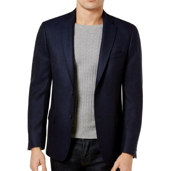 Calvin Klein Mens Soft Two Button Blazer Jacket, Blue, 42 Regular