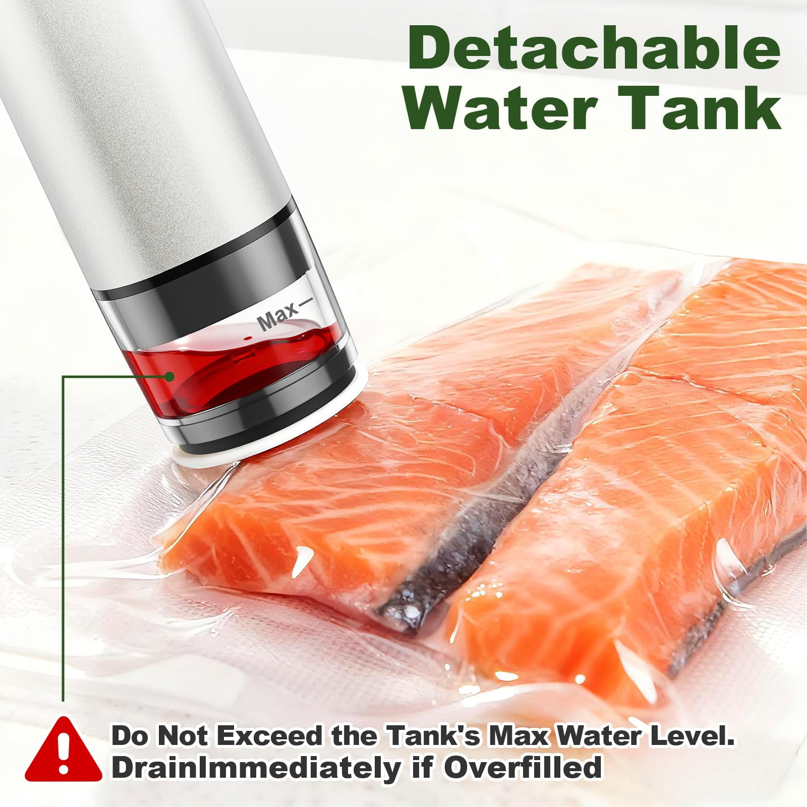 TOCOKEID Metal Handheld Vacuum Sealer, 60kPa Portable Food Sealer with Detachable Tank, 30 Bags & 2 Clips for Kitchen, Camping, Travel Storage