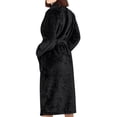 thumbnail image 4 of Cotton Paradise Mens and Womens Robe, Warm Fleece Unisex Bathrobes, Soft Plush House Robes, Medium-Large, Coal Black, 4 of 7