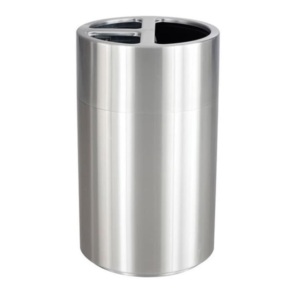 Pemberly Row 3 Section Recycling Receptacle in Stainless Steel