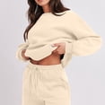 thumbnail image 4 of Fall Saving! Tuobarr Two Piece Sets for Women, Women Fashion Round-Neck Blouse Long Sleeve Tops Sweatshirt Shorts Casual Suit Sets Beige L, 4 of 8