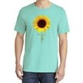 thumbnail image 2 of Wild Bobby,Sunflower Christian Faith Cross, Streetwear, Garment-Dyed Washed Look Short Sleeve T-Shirt, Mint, X-Large, 2 of 3