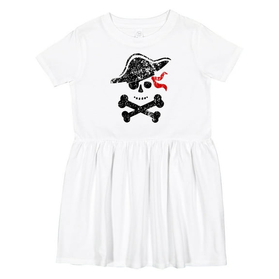 Inktastic Grunge Pirate Skull and Cross Bones Girls Toddler Dress