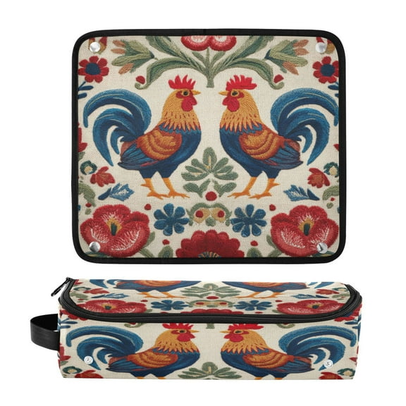 Hair Tools Travel Bag Heat-Resistant Curling Iron Organizer Bag with Detachable Heatproof Mat Travel Storage Case Male and Female Chickens