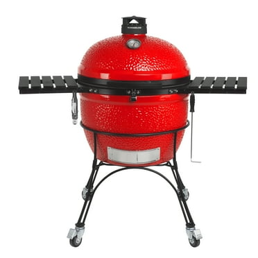 Big Joe™ II 24-inch Charcoal Grill in Red with Cart, Side Shelves, Grill Gripper, and Ash Tool