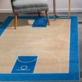 thumbnail image 5 of Well Woven Apollo Basketball Sports Court Tan Blue Flat-Weave Easy to Clean 5' x 7' Area Rug, 5 of 7