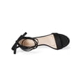thumbnail image 4 of BLISSFUL STEP Women's Shoes Faux Suede Lace Up Open Toe Kitten Heel Cushioned Footbed Sandals  Black 6, 4 of 8