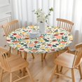thumbnail image 3 of Pioneer Flower Floral Print Pattern Round Fitted Tablecloth with Elastic Edge,Dining Table Cover Waterproof,Outdoor Round Tablecloth for Camping,Dining,Indoor and Outdoor, 3 of 7