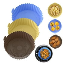 Gustave 6.5" Air Fryer Silicone Pot Reusable Airfryer Silicone Liner Baking Tray Non Stick Air Fryers Round Mats Easy Cleaning Oven Accessories "Yellow"