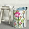 thumbnail image 5 of Picia Vintage Wood Background with Floral Large Laundry Basket, Waterproof, Freestanding Laundry Hamper, Collapsible Tall Clothes Hamper with Extended Handles-Medium, 5 of 8