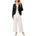 thumbnail image 2 of INSPIRE CHIC Women's V Neck Cardigan Sweater Long Sleeve Contrast Trim Knit Ribbed Jacket 2XL Black, 2 of 5