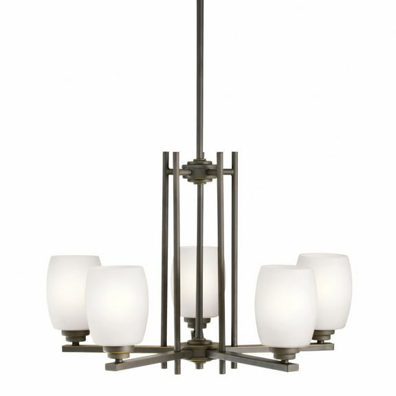 1896OZS-Kichler Lighting-Eileen - 5 Light Chandelier with White Glass Shades - with Contemporary inspirations - 16.5 inches tall by 24 inches