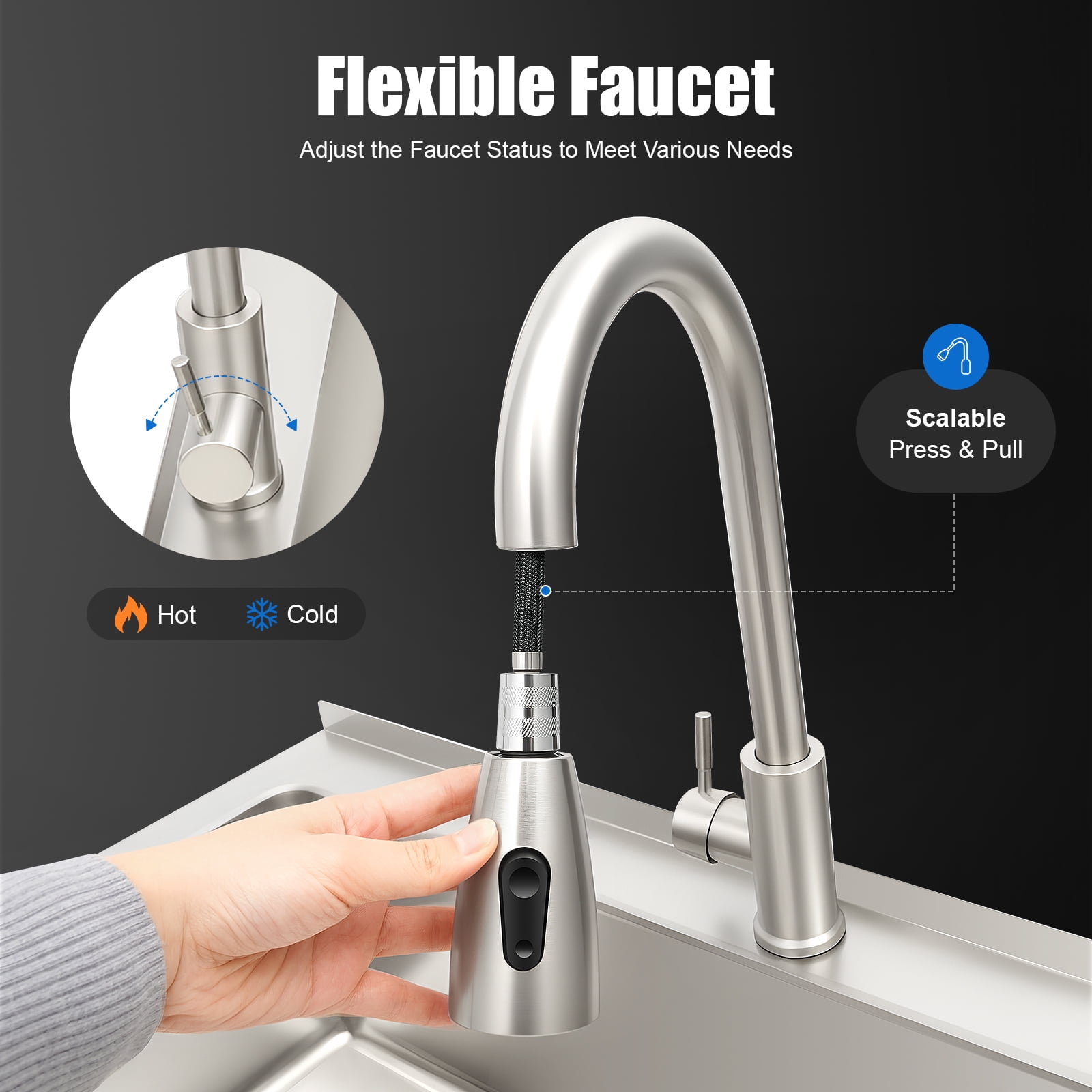 YIYIBUYS 91x59x87cm Free Standing Utility Sink Stainless Steel Restaurant Kitchen Sink Commercial Laundry Sink with Faucet