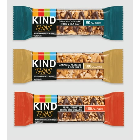 KIND Bars  Thins Variety Pack  Dark Chocolate Nuts & Sea Salt  Peanut Butter Dark Chocolate  Caramel Almond Sea Salt  .74 oz  30 Snack Bars