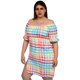 thumbnail image 2 of Vestido Campesino Roman Fashion Modelo 4282 Cuadros Amarillo Talla Extra Curvy Plus Size, 2 of 6
