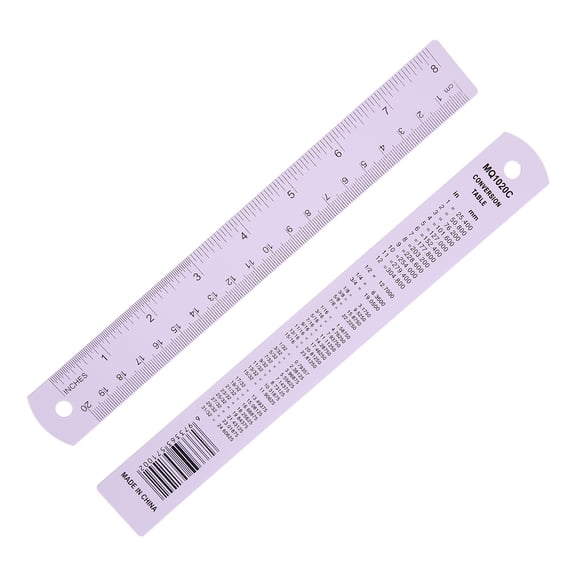 8 Inch Metal Ruler, Aluminum Alloy Metric Ruler with Inches and Centimeters Precision Measuring for Office Engineering Drafting, Purple