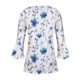 thumbnail image 2 of Mittory Womens 3/4 Sleeve Floral Top Vintage V Neck T Shirts Button Down Blouse Dressy Flowy Tops Trendy Loose Blouse, 2 of 4