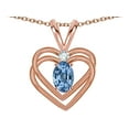 thumbnail image 3 of Star K� Oval 5x3mm Simulated Aquamarine Knotted Double Heart Pendant Necklace, 3 of 8