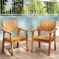 thumbnail image 4 of Wingyz Outdoor Armchair Set of 2 Plastic Dining Chairs Outdoor Restaurant Patio Chairs, Wood Color, 4 of 8