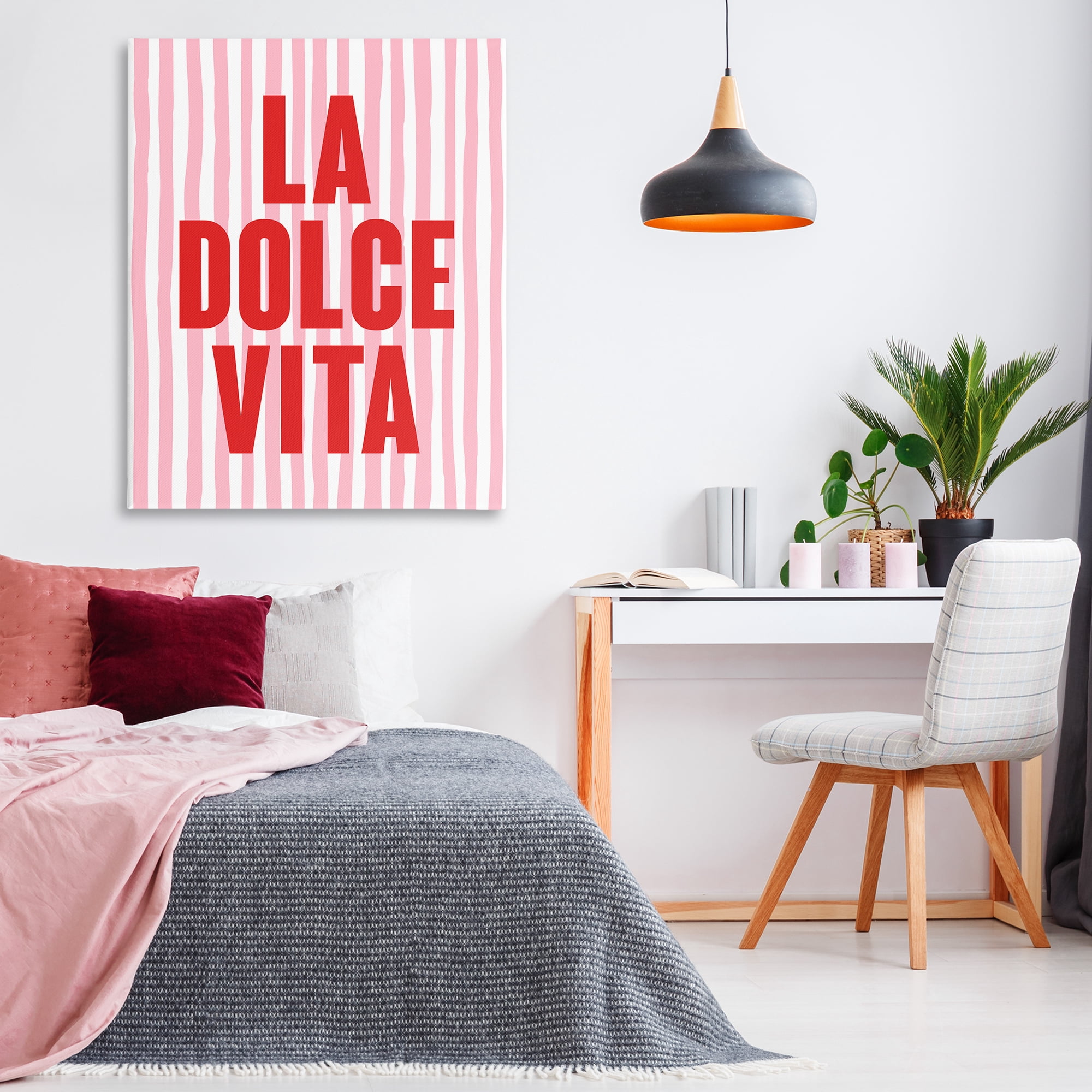 Stupell Industries La Dolce Vita Red Text & Numbers Painting Wrapped Canvas Art Print Wall Art, 36 x 48