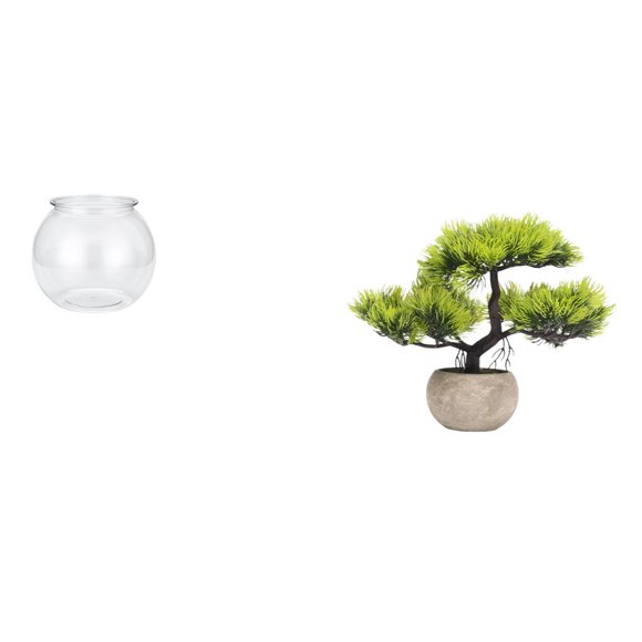 Pecera Pequeña Transparente Para Peces Pequeños, Adorno Redondo, Acuario, Cuenco, Florero, Mesa, Oficina, Decoración Del Hogar, Plantas, Bonsái Artificial, Colección De Vegetación, Maceta