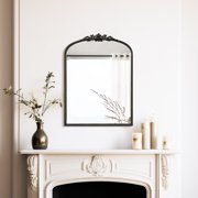 Classic Crown Arched Decorative Mirror, Black, 22x30in