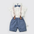 thumbnail image 4 of Boys Short Sleeve Shirt Pants Set Party Banquet Traveling Cotton Simple Design Kids Clothes Overall Shorts Kit, 4 of 10