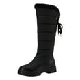 thumbnail image 6 of Knee High Snow Boots for Women Platform Lug Sole Long Booties Winter Warm Plush Strappy Mid Calf Dress Boots Black Size 5.5, 6 of 7