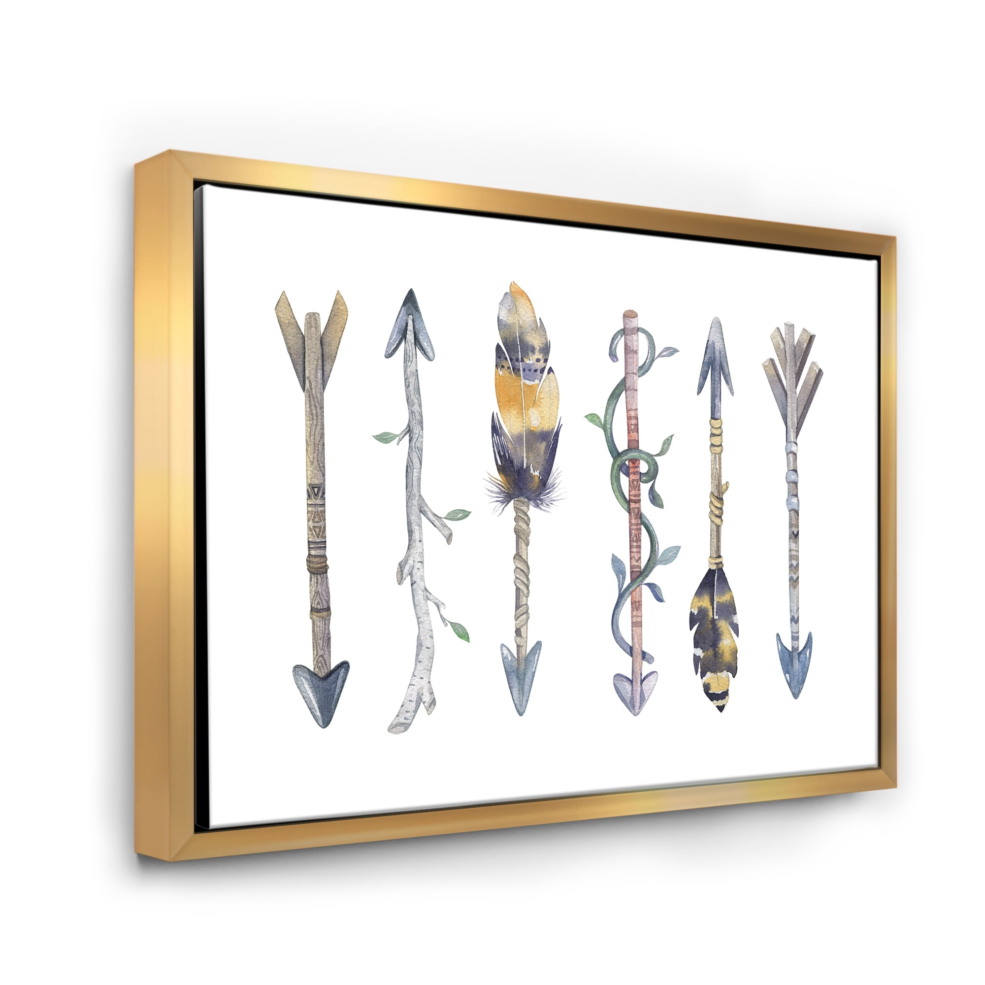 Designart 'Colorful Native American Style Ethnics Arrows' Bohemian & Eclectic Framed Canvas Wall Art Print