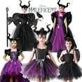 thumbnail image 2 of Disfraz de maléfica de Disney para niñas, vestido de Halloween, elegante bautizo, Glam Gownprom, Cosplay para niños, ropa de bruja de Reina demonio, 2 of 5