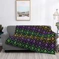 thumbnail image 2 of Honeii Mardi Gra Geometric print throw blanket, crafted from cozy cotton flannel, offers versatile home decor as a bedding suitable for all seasons.-60"x50", 2 of 6