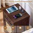 thumbnail image 4 of LEYAOYAO End Table with USB Type C Outlet Strip, Boho Style Nightstand with Rattan Decorated Cabinet, Bedside Table for Bedroom, Guest Room, Office, 4 of 11
