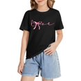 thumbnail image 4 of YunPes Girls Short Sleeve Shirts Cute Bow Knot Print Shirt Summer Crewneck Casual T Shirt Tops Tee School Streetwear Dance T Shirt, 4 of 8