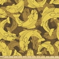 thumbnail image 1 of Ethnic Fabric by the Yard, Koi Fish in Modern Style Oriental Underwater Far Eastern Japanese Design, Decorative Upholstery Fabric for Sofas and Home Accents, Mustard Pale Coffee by Ambesonne, 1 of 5