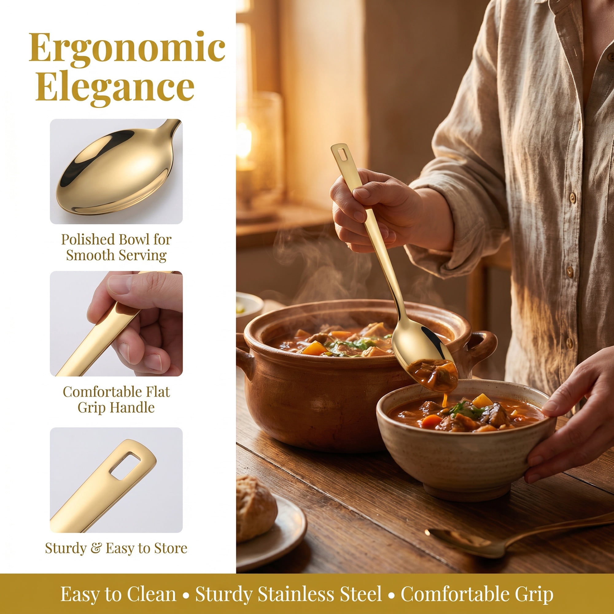 Unique Bargains Non Stick Heat Resistance Stainless Steel Cooking Spoon 10.6" x 2.4"