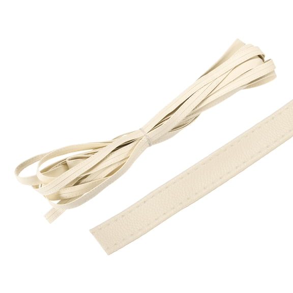 Uxcell Cream White Leather Strap Leather Strip Shoulder Bag Leather String Double Sided 3/8 Inch (10mm) Wide 5M Flat Belt Cord for Clothing Belt