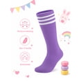 thumbnail image 2 of EALLCO Girls Crew Socks 8 Pairs Stripe Multicolor Soft Breathable Uniform Casual Socks for Ages 4‑10 Kids, 2 of 9