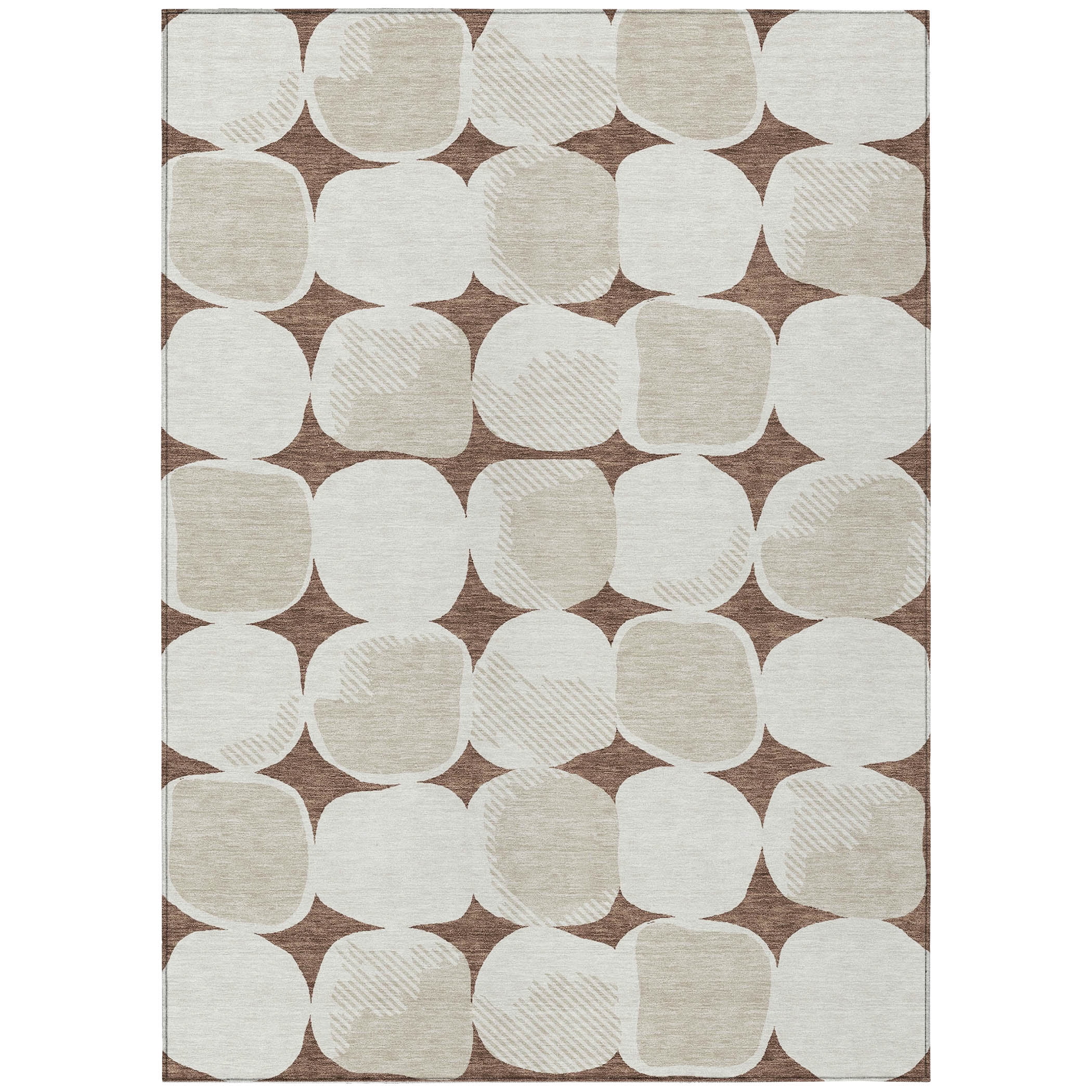 Addison Rugs Chantille Indoor/Outdoor Transitional Circles Brown Washable Rectangle Rug, 10' x 14'