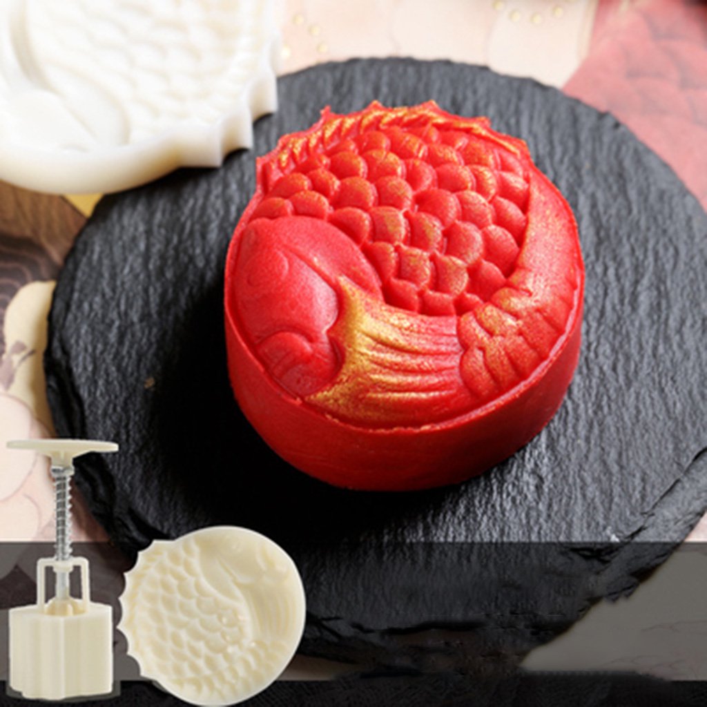 Techinal 50g Moon Cake Mold Fish Stamp Barrel Mooncake Hand