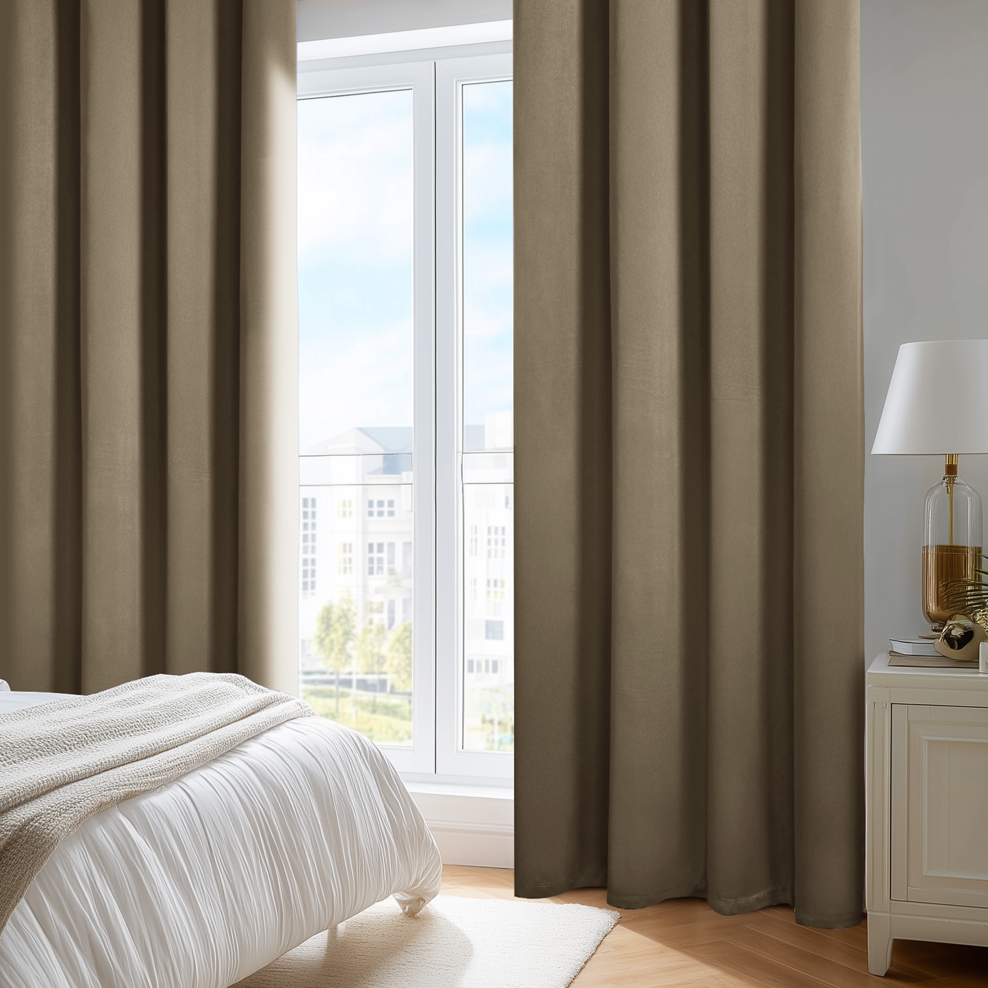 Deconovo Thermal Textured Room Darkening Curtain Panels for Bedroom Privacy, 52"x72", Khaki, 2 Panels